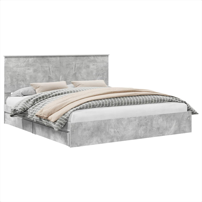 Letto con Contenitore con testiera-Struttura Letto con contenitore Grigio cemento 200 x 200 cm 117411