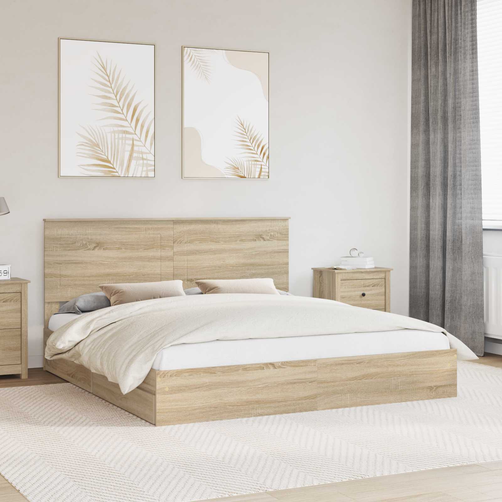 Letto con Contenitore con testiera-Struttura Letto con contenitore Rovere Sonoma 180 x 200 cm 249425