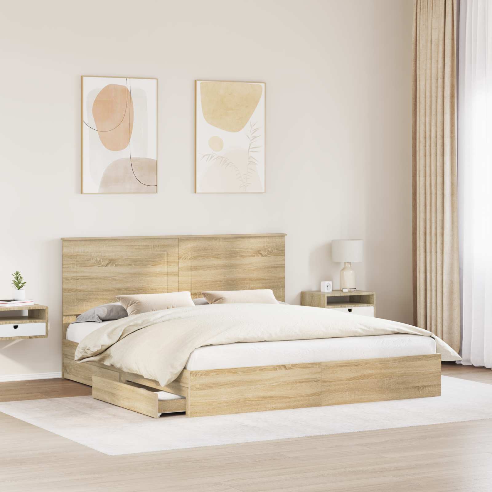 Letto con Contenitore con testiera-Struttura Letto con contenitore Rovere Sonoma 180 x 200 cm 249425
