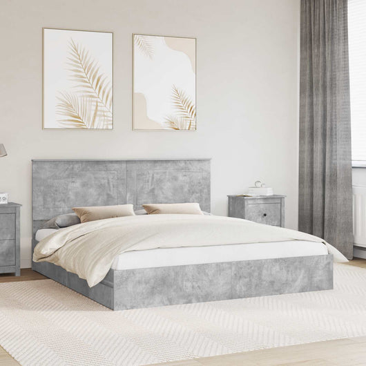 Letto con Contenitore con testiera-Struttura Letto con contenitore Grigio cemento 180 x 200 cm 811563