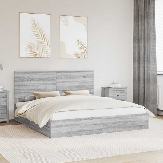 Letto con Contenitore con testiera-Struttura Letto con contenitore Grigio Sonoma 180 x 200 cm 973673