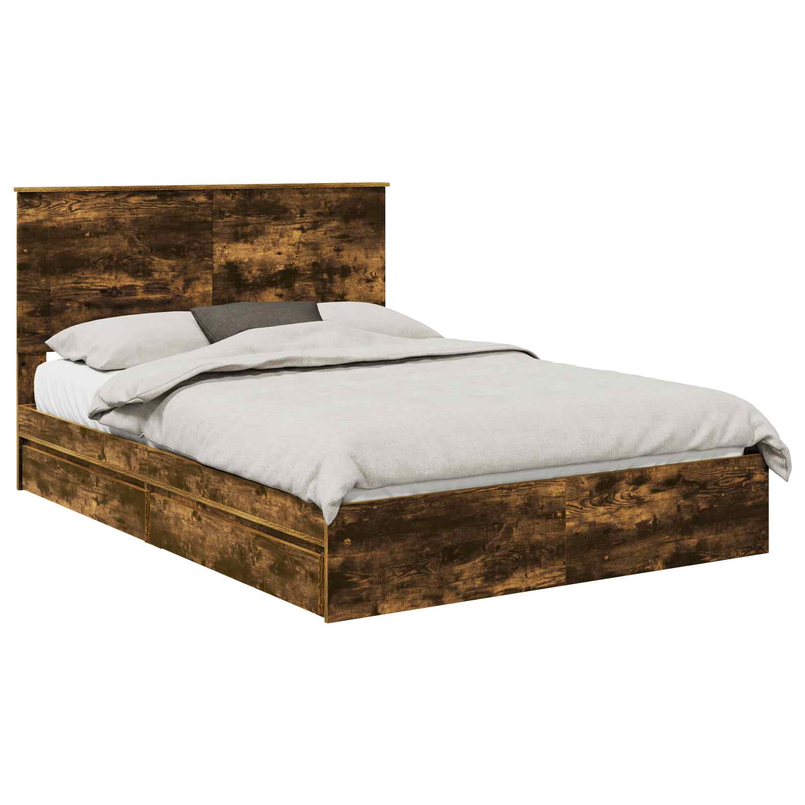 Letto con Contenitore con testiera-Struttura Letto con contenitore Rovere fum¨¦ 160 x 200 cm 676444