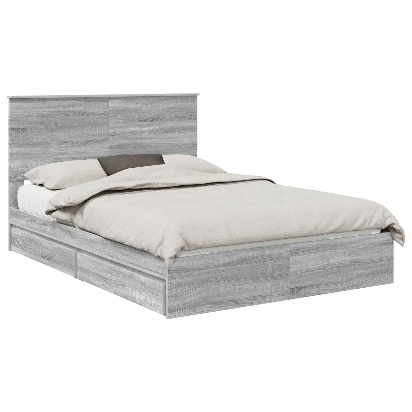Letto con Contenitore con testiera-Struttura Letto con contenitore Grigio Sonoma 160 x 200 cm 342527