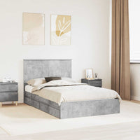 Letto con Contenitore con testiera-Struttura Letto con contenitore Grigio cemento 135 x 190 cm 127994