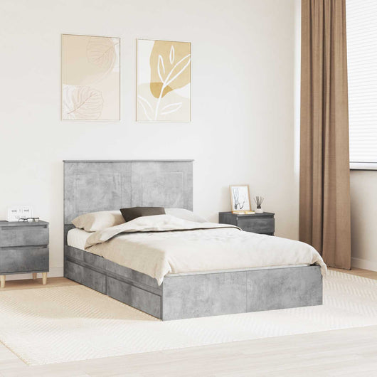 Letto con Contenitore con testiera-Struttura Letto con contenitore Grigio cemento 135 x 190 cm 127994