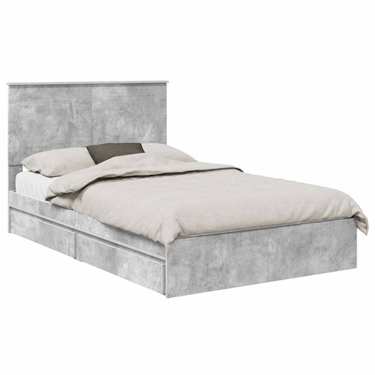 Letto con Contenitore con testiera-Struttura Letto con contenitore Grigio cemento 135 x 190 cm 127994