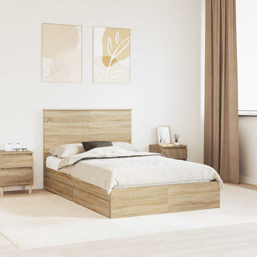 Letto con Contenitore con testiera-Struttura Letto con contenitore Rovere Sonoma 120 x 190 cm 424534