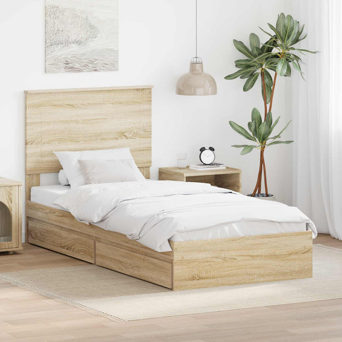 Letto con Contenitore con testiera-Struttura Letto con contenitore Rovere Sonoma 90 x 190 cm 128730