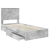Letto con Contenitore con testiera-Struttura Letto con contenitore Grigio cemento 90 x 200 cm 506165