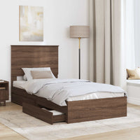 Letto con Contenitore con testiera-Struttura Letto con contenitore Rovere Marrone 90 x 200 cm 405820