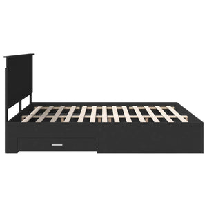 Struttura del letto con cassetto Nero e Argento 200 x 200 cm 3409609