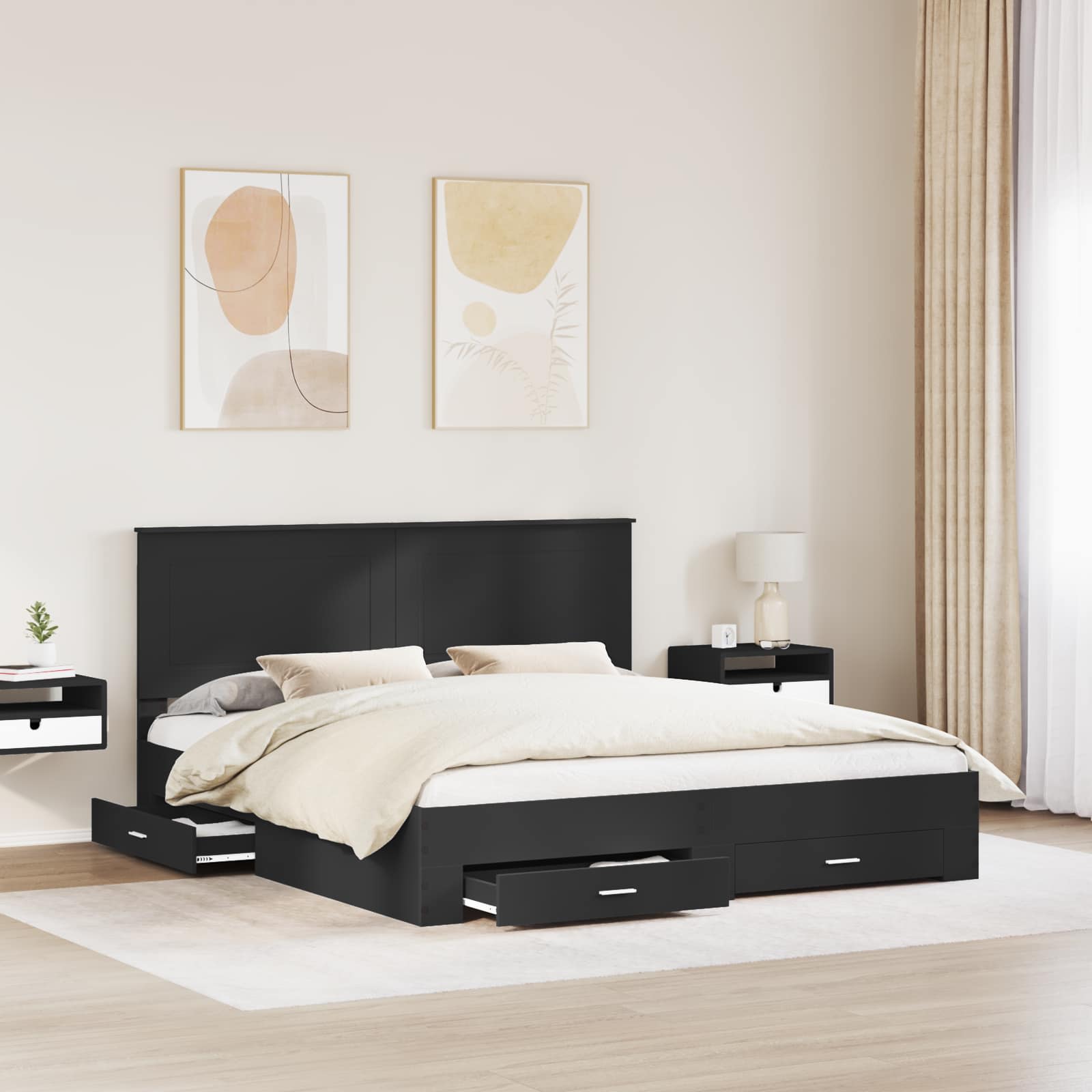 Struttura del letto Nero 180 x 200 cm Legno multistrato 3409616