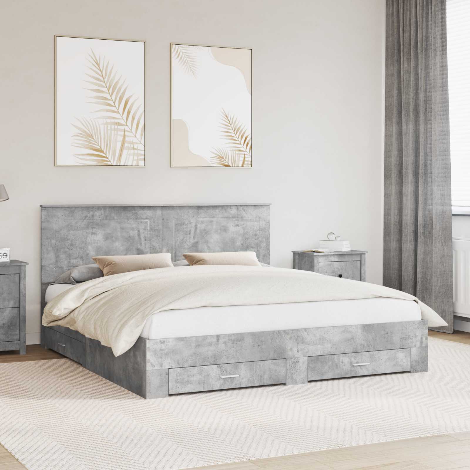 Struttura del letto con testiera Grigio cemento 180 x 200 cm