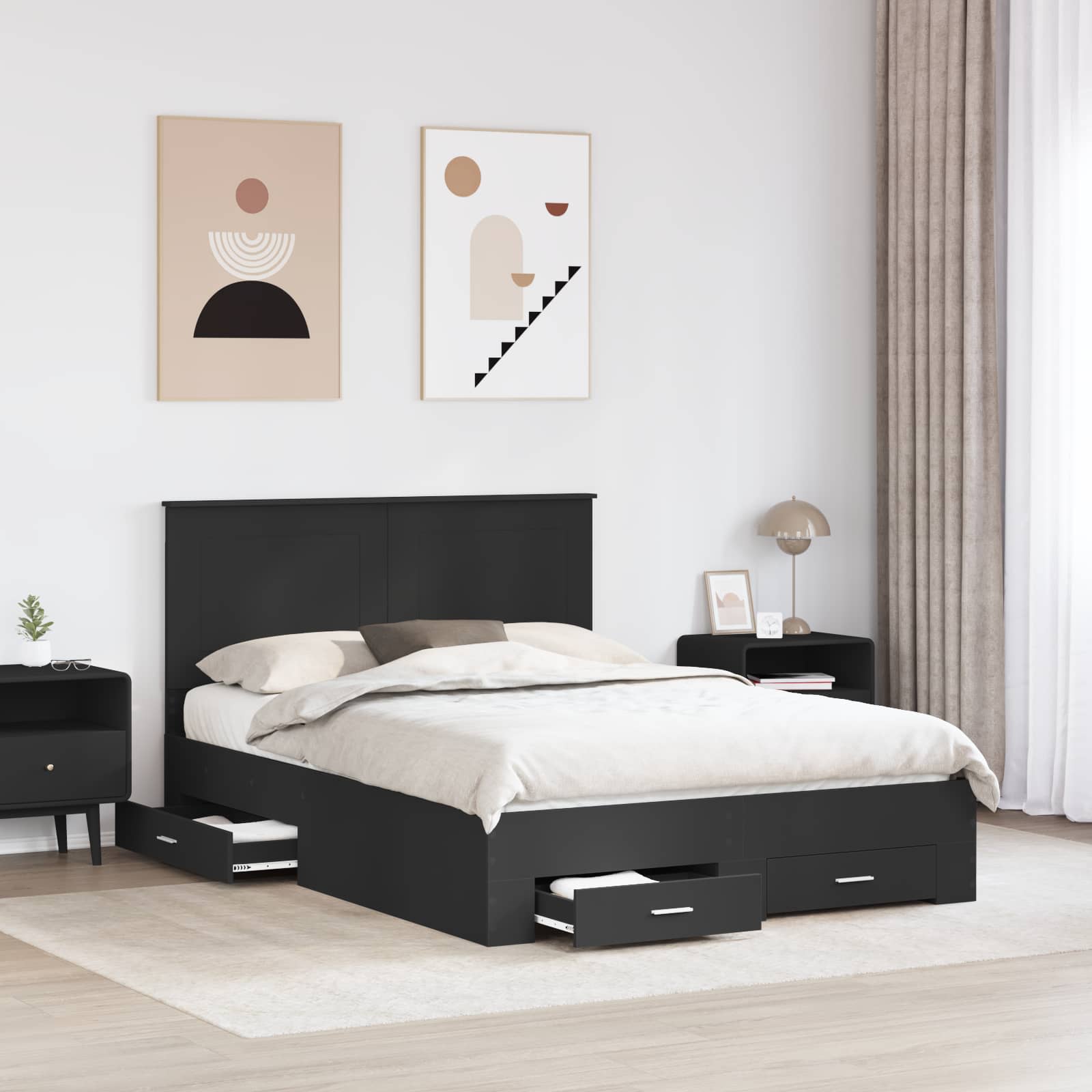 Struttura del letto Nero 160 x 200 cm Legno multistrato 3409625