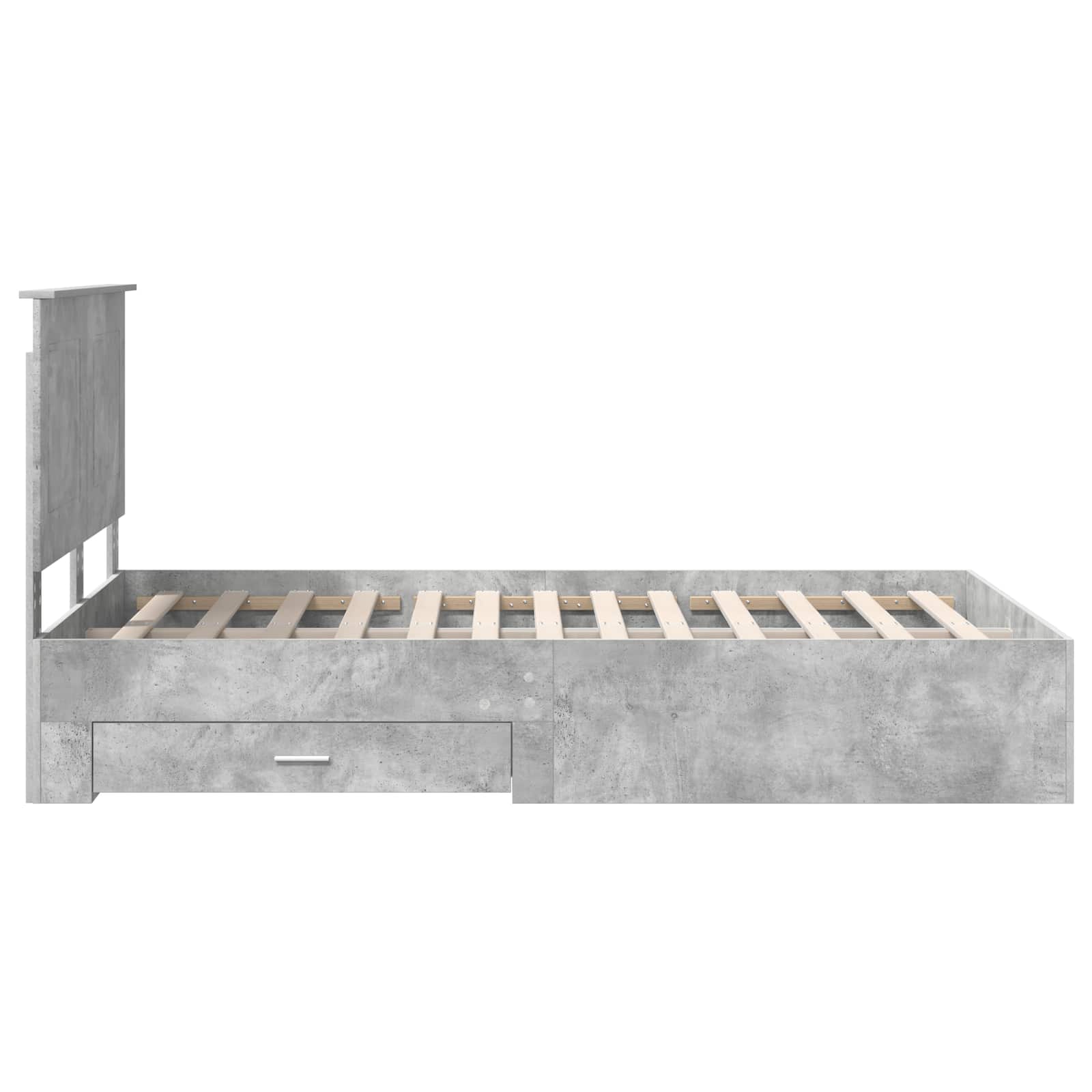 Struttura del letto con testiera-Giroletto con Testiera Grigio cemento 135 x 190 cm 386059