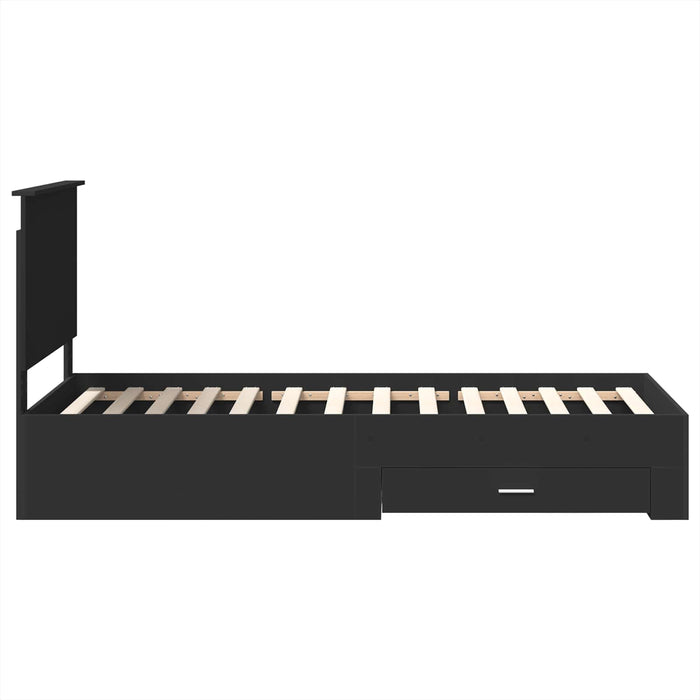 Struttura del letto con cassetto Nero e Argento 100 x 200 cm 3409686