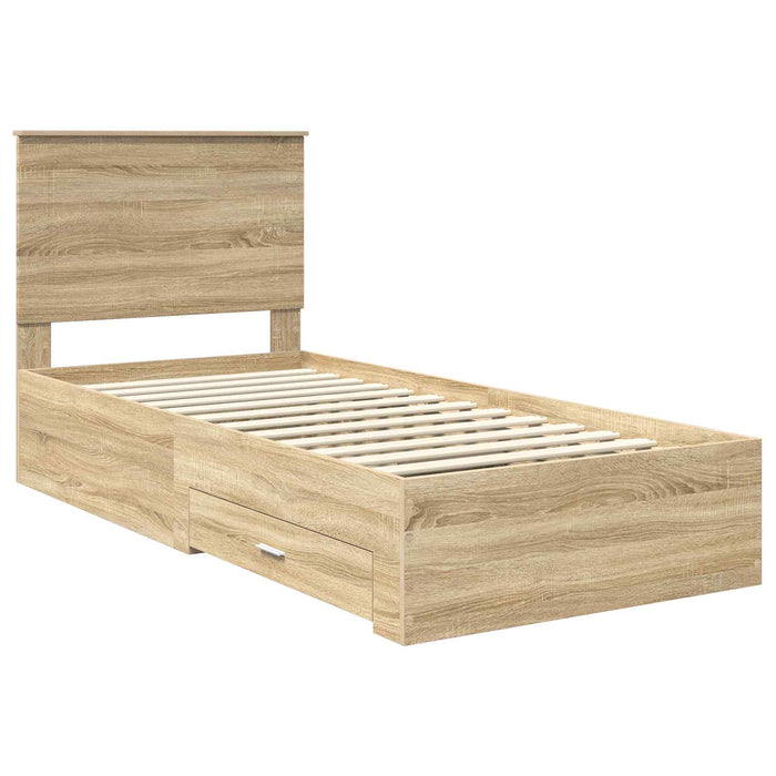 Struttura del letto Rovere Affumicato e Argento 75 x 190 cm 3409714