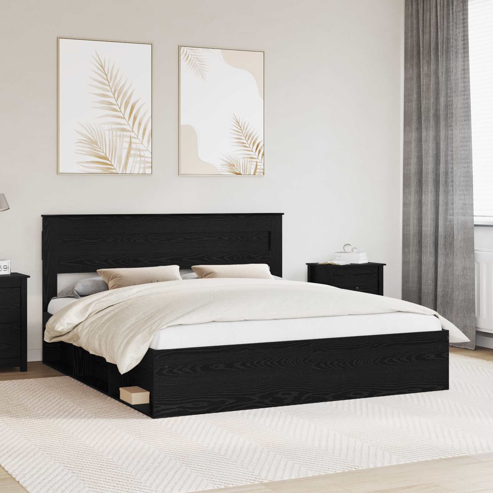 Struttura del letto Nero 200 x 200 cm Pino massello 3409720