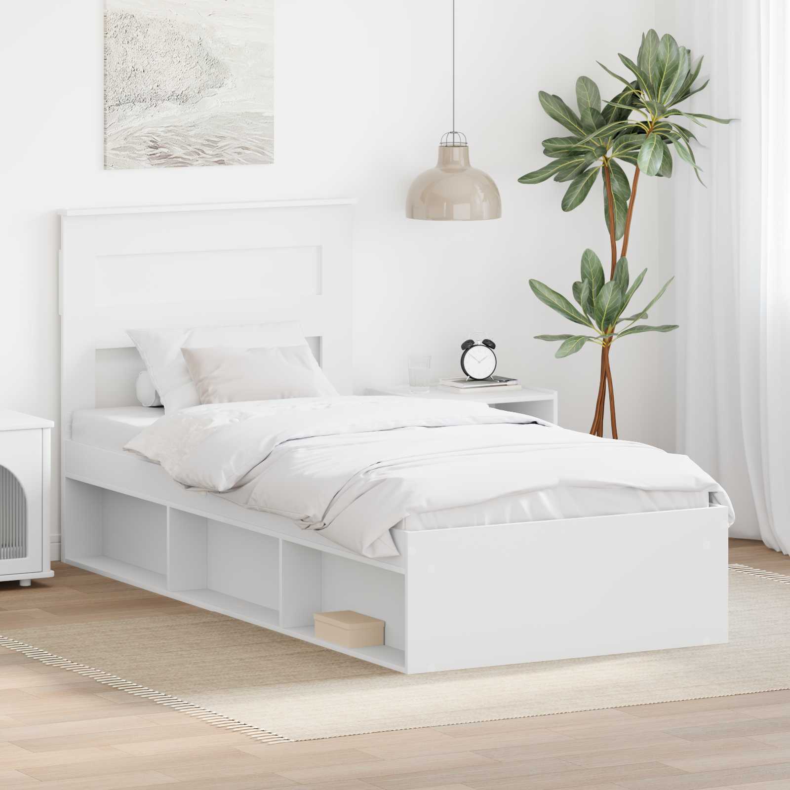 Struttura del letto Bianco 100 x 200 cm Pino massello 3409791