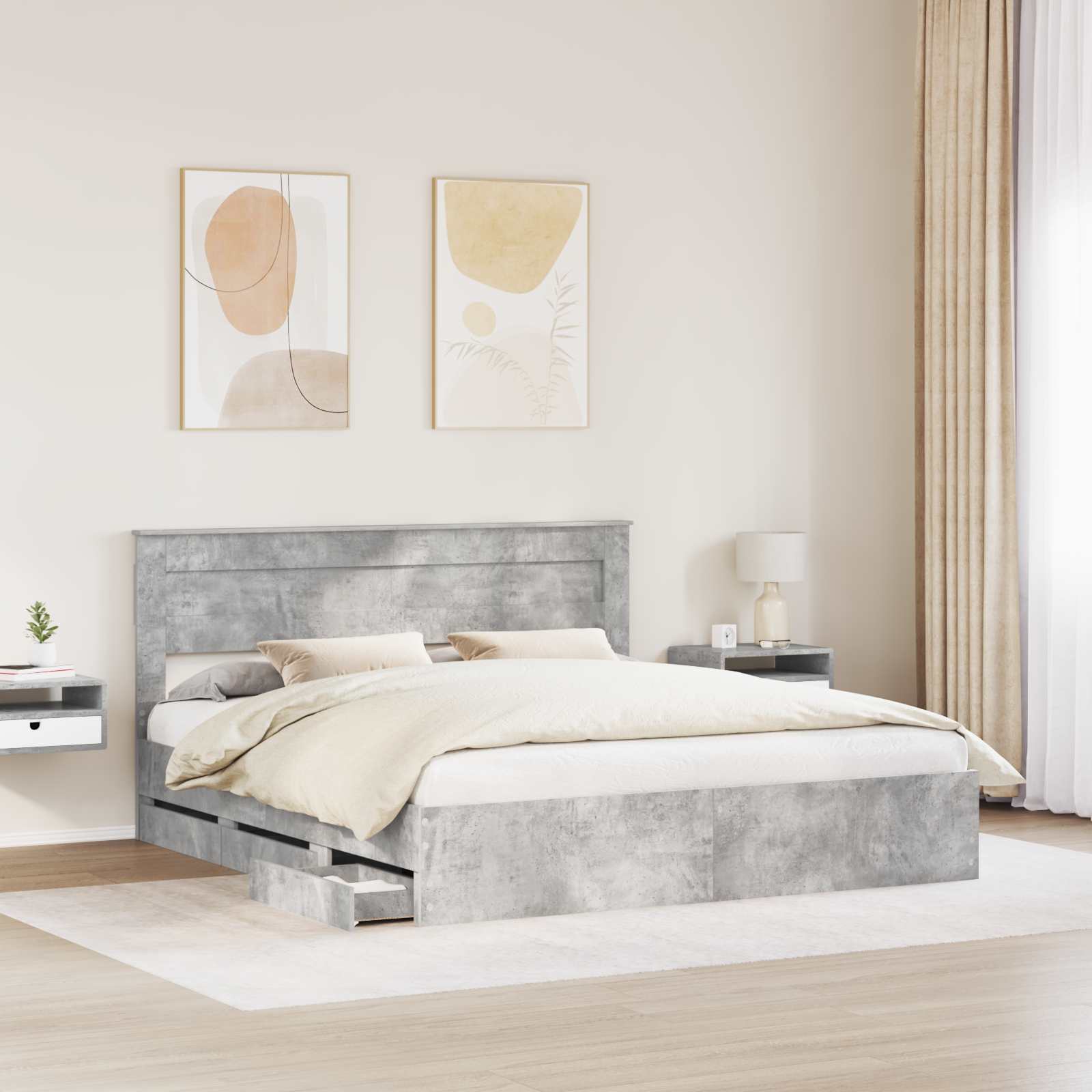 Struttura del letto con cassetto Grigio cemento 180 x 200 cm 3409830