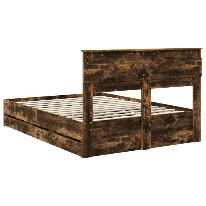 Struttura del letto con cassetto Rovere fumé 140 x 190 cm 3409846