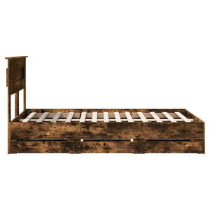 Struttura del letto con cassetto Rovere fumé 135 x 190 cm 3409856