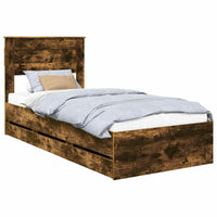 Struttura del letto con cassetto Rovere fumé 90 x 190 cm 3409876