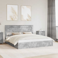 Letto con Contenitore con testiera Grigio cemento 200 x 200 cm 3409890