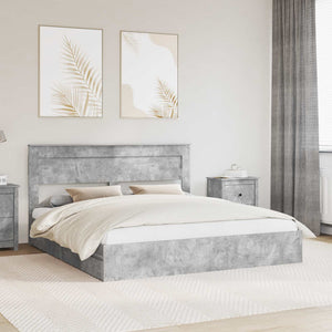 Letto con Contenitore con testiera-Struttura Letto con contenitore Grigio cemento 200 x 200 cm 677108