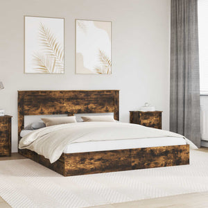 Letto con Contenitore con testiera Rovere fumé 200 x 200 cm 3409891