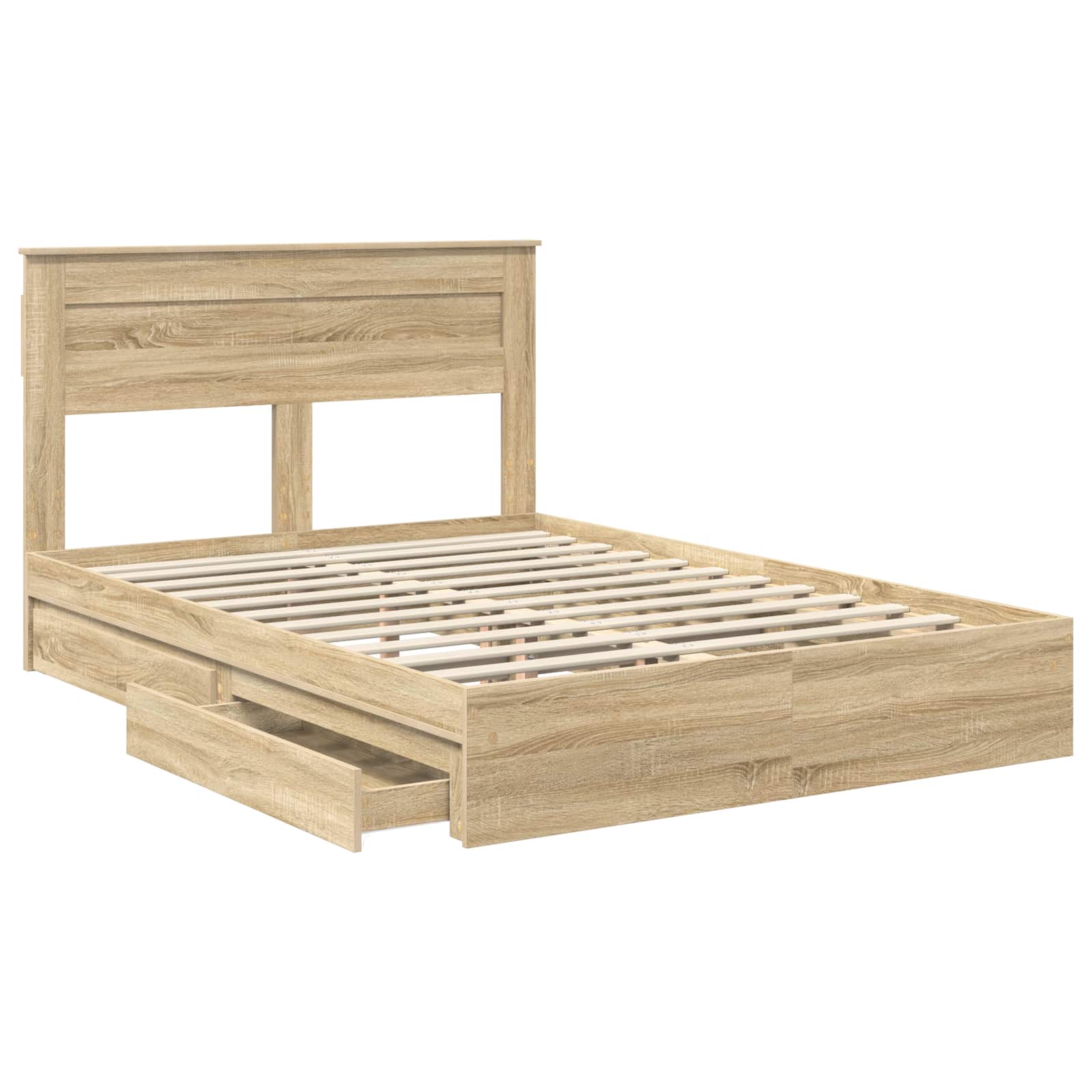 Letto con Contenitore con testiera Rovere Sonoma 140 x 200 cm