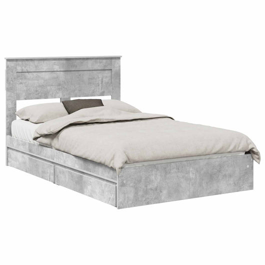 Letto con Contenitore con testiera-Struttura Letto con contenitore Grigio cemento 135 x 190 cm 955549