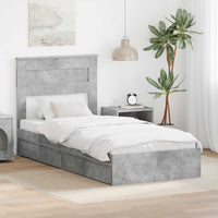 Letto con Contenitore con testiera-Struttura Letto con contenitore Grigio cemento 100 x 200 cm 113904
