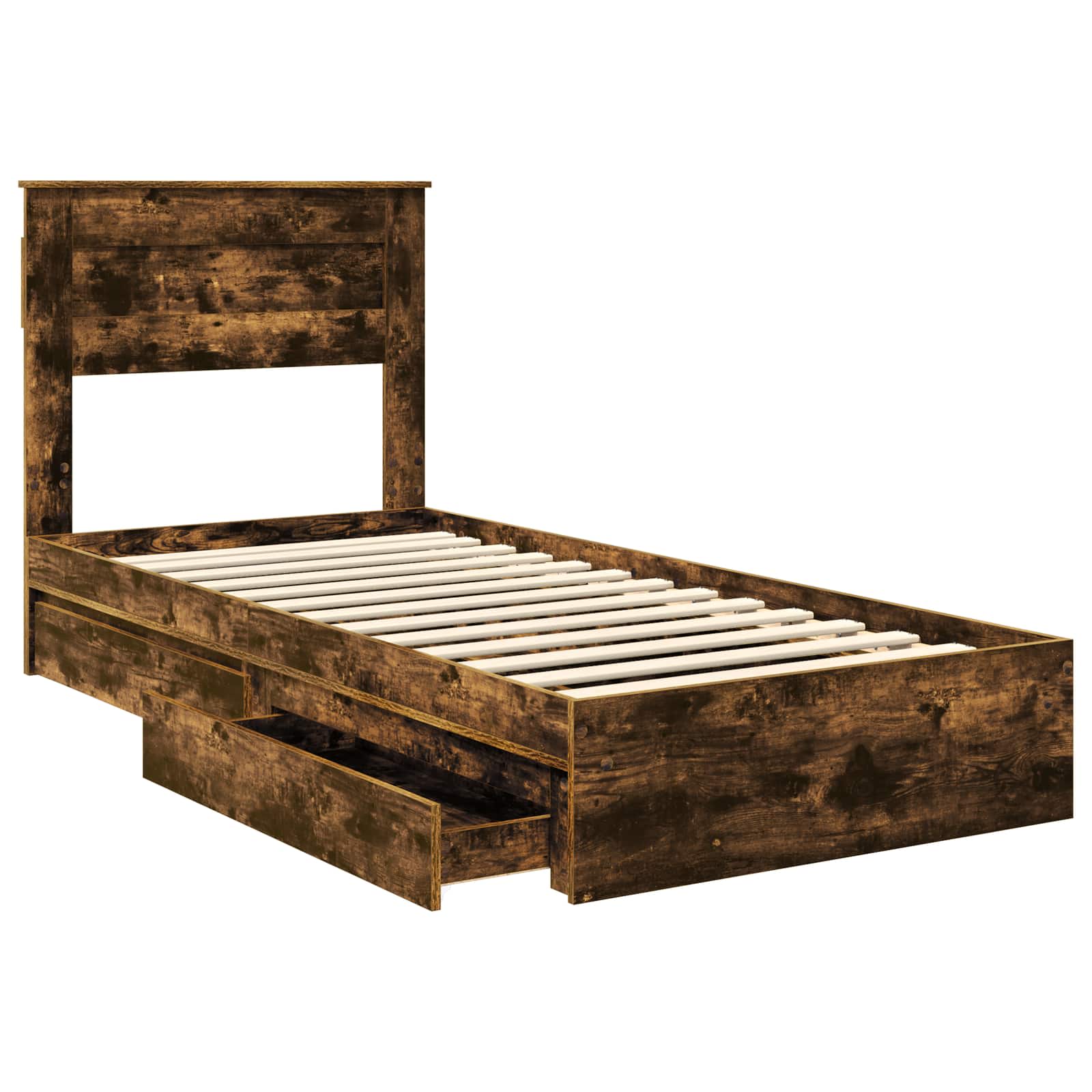 Letto con Contenitore con testiera-Struttura Letto con contenitore Rovere fum¨¦ 100 x 200 cm 621636