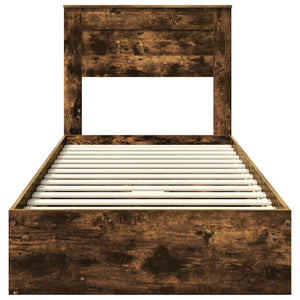 Letto con Contenitore con testiera-Struttura Letto con contenitore Rovere fum¨¦ 100 x 200 cm 621636