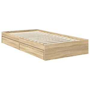 Letto con Contenitore con testiera-Struttura Letto con contenitore Rovere Sonoma 90 x 190 cm 573423