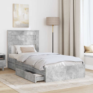 Letto con Contenitore con testiera Grigio cemento 90 x 200 cm