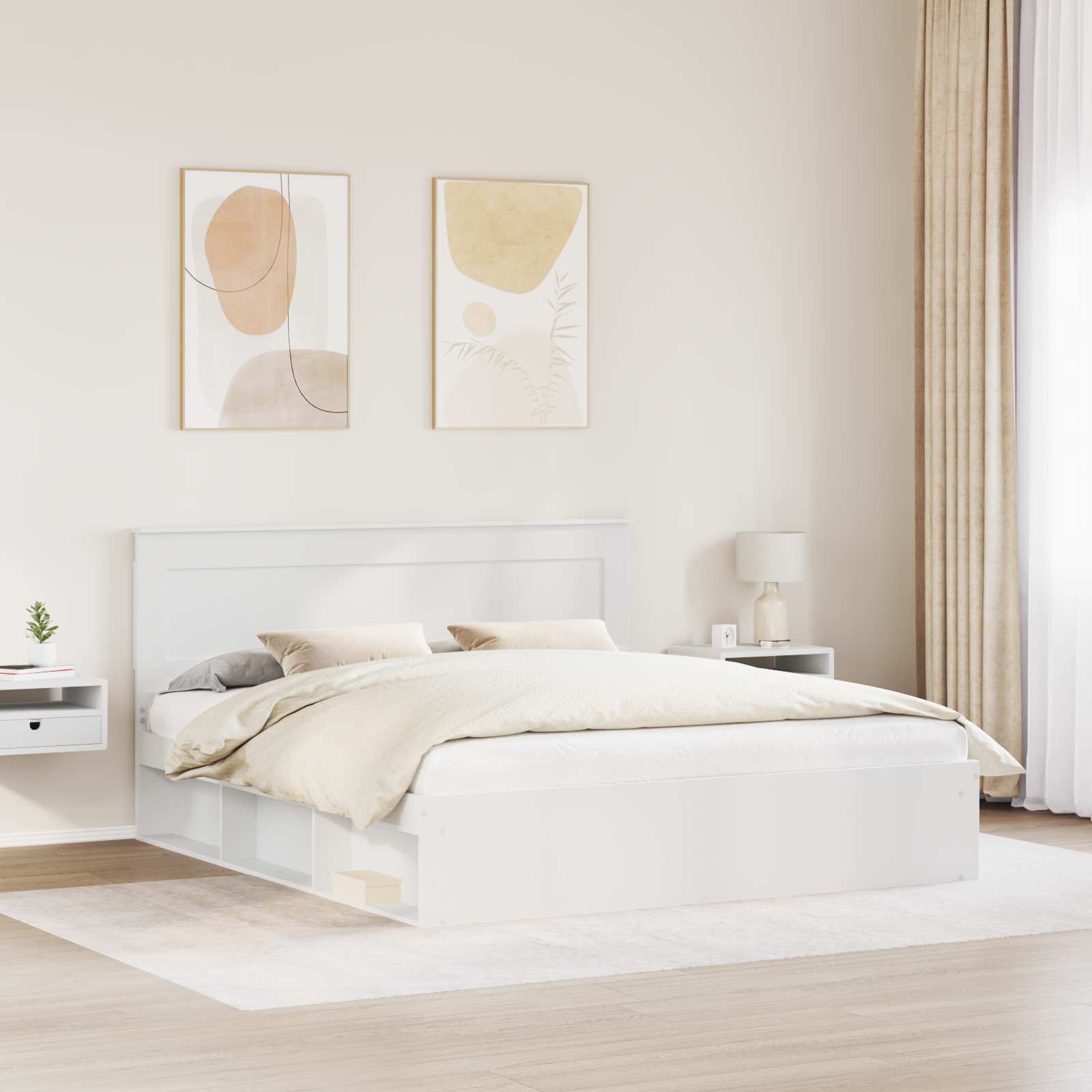 Struttura del letto Bianco 200 x 200 cm Pino massello 3410048
