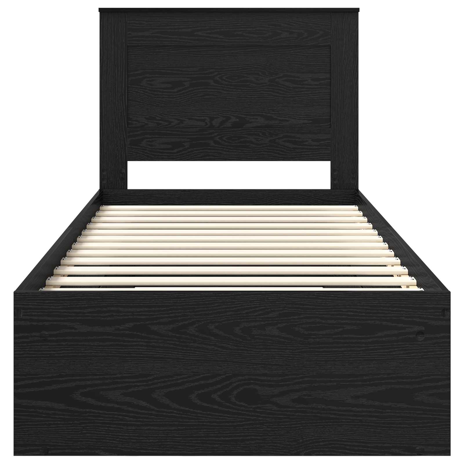 Struttura del letto con testiera-Giroletto con Testiera Nero 90 x 200 cm Pino massello 926251