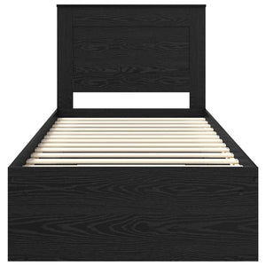 Struttura del letto con testiera-Giroletto con Testiera Nero 90 x 200 cm Pino massello 926251