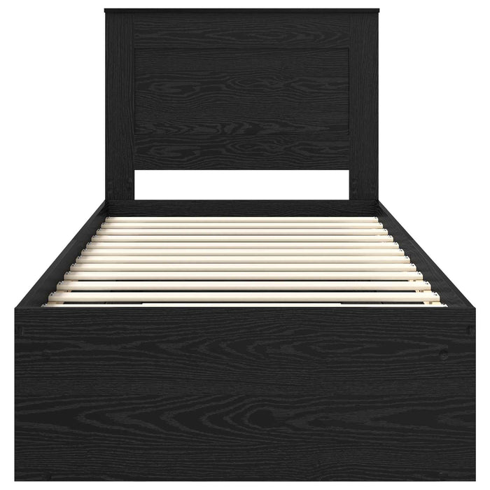 Struttura del letto con testiera-Giroletto con Testiera Nero 75 x 190 cm Pino massello 859105