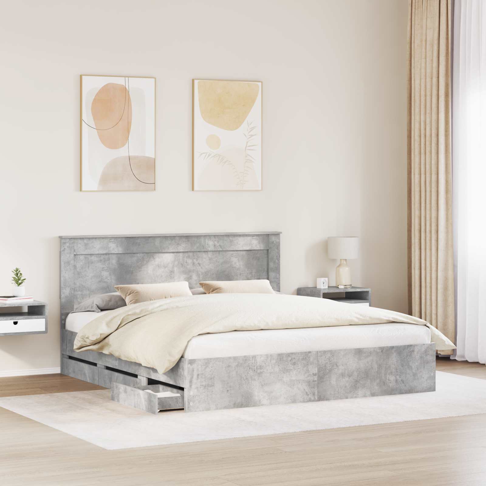 Struttura del letto con cassetto Grigio cemento 200 x 200 cm 3410154