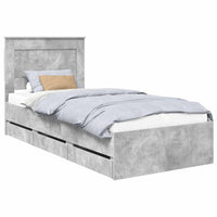 Struttura del letto con cassetto Grigio cemento 100 x 200 cm 3410200