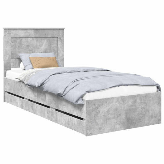 Struttura del letto con cassetto Grigio cemento 100 x 200 cm 3410200
