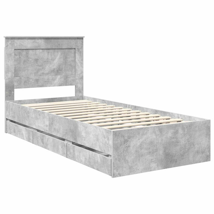 Struttura del letto con cassetto Grigio cemento 100 x 200 cm 3410200