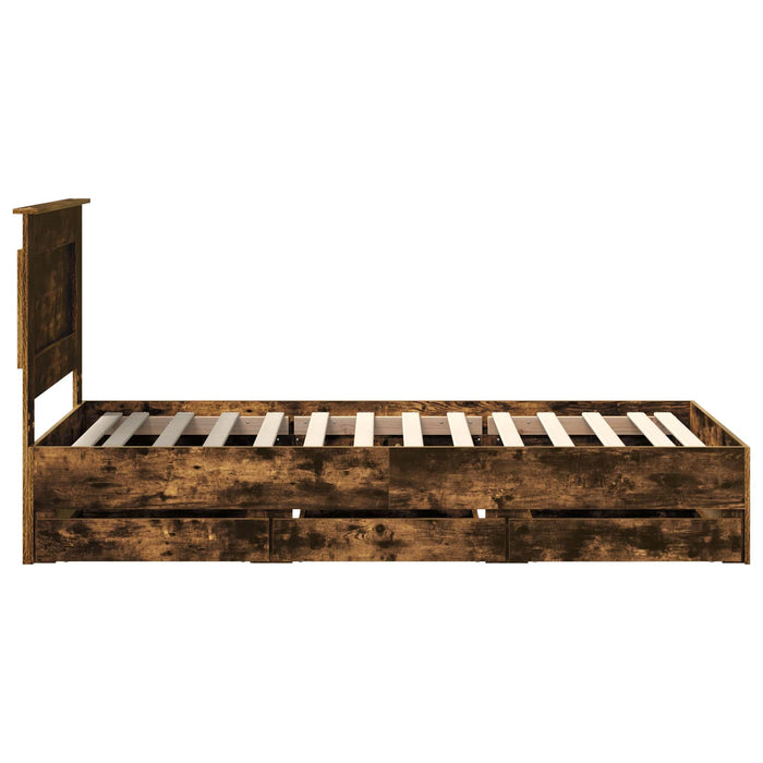 Struttura del letto con cassetto Rovere fumé 75 x 190 cm 3410217