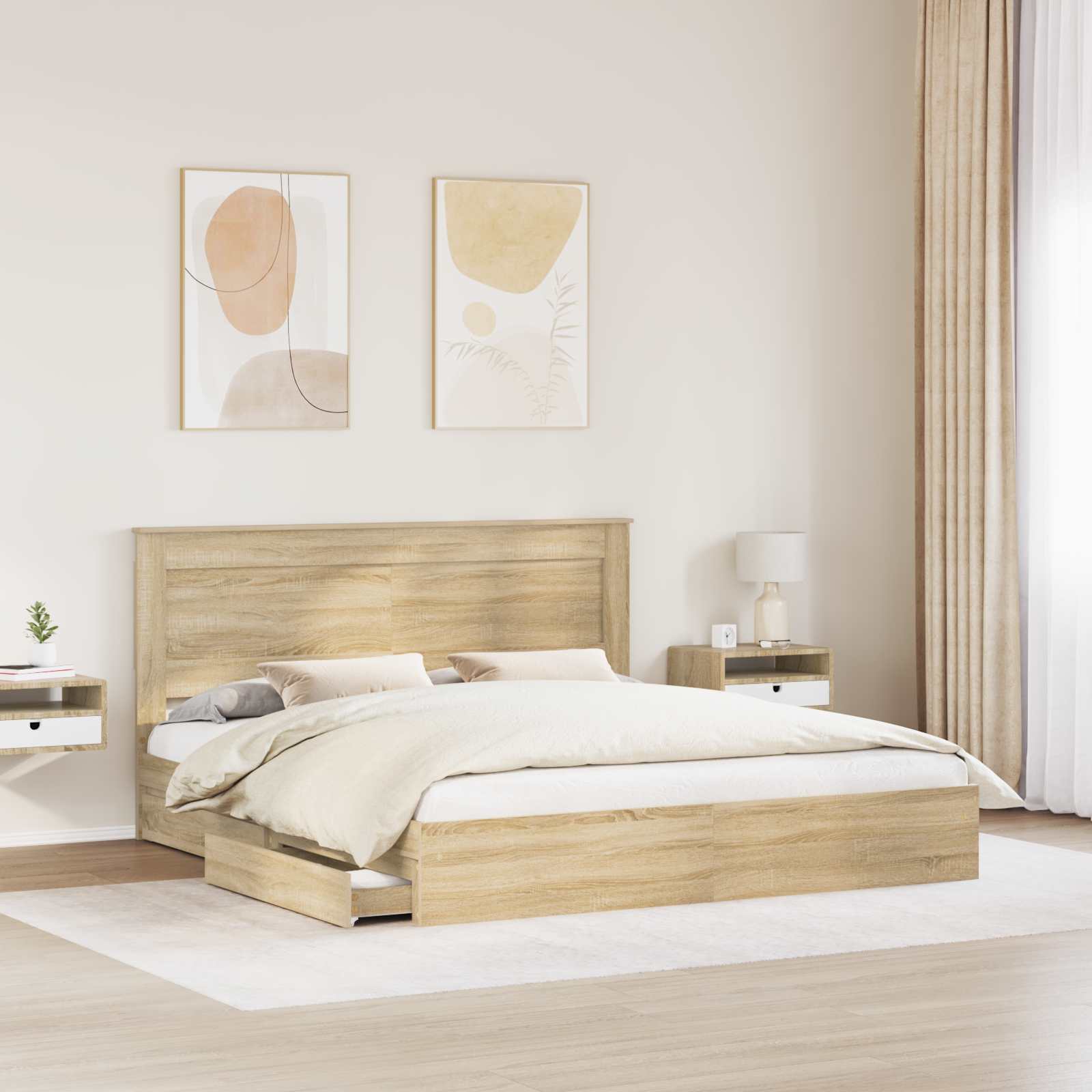 Letto con Contenitore con testiera Rovere Sonoma 180 x 200 cm