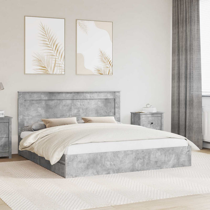Letto con Contenitore con testiera-Struttura Letto con contenitore Grigio cemento 180 x 200 cm 989746