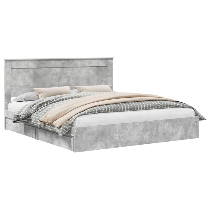 Letto con Contenitore con testiera-Struttura Letto con contenitore Grigio cemento 180 x 200 cm 989746