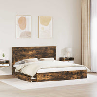 Letto con Contenitore con testiera-Struttura Letto con contenitore Rovere fum¨¦ 180 x 200 cm 769634
